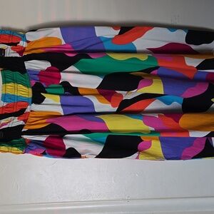 A New Day Marimekko Style High Waist Skirt Elastic Midi Avant Garde XL